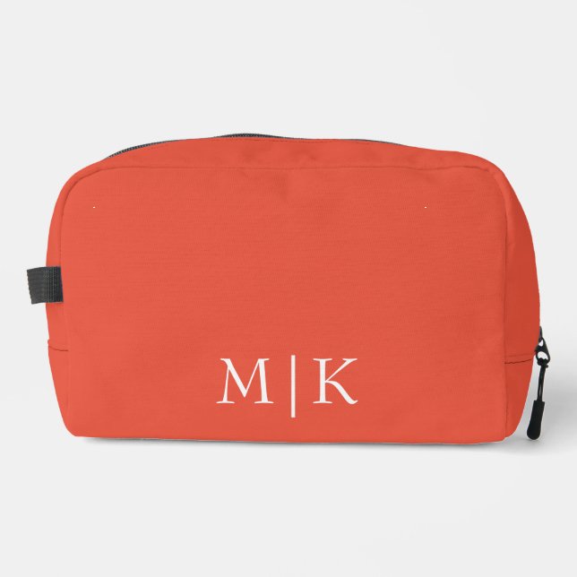 Orange and White | Modern Monogram Dopp Kit (Front)