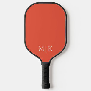 Orange and White   Modern Monogram Pickleball Paddle