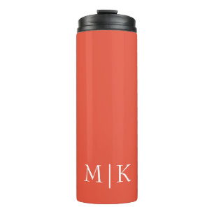 Orange and White   Modern Monogram Thermal Tumbler