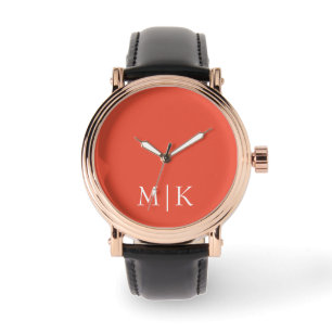 Orange and White   Modern Monogram Watch