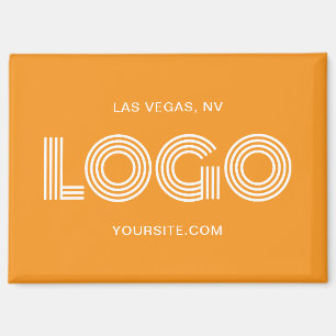 Orange and White Modern Rectangular Logo Magnet