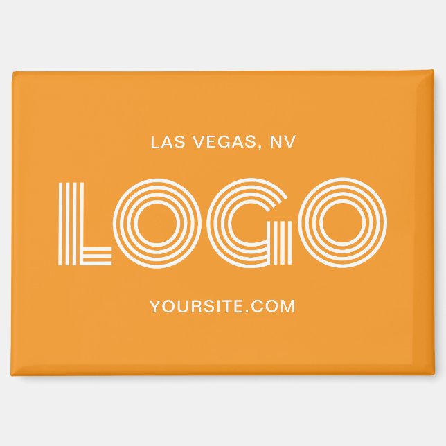 Orange and White Modern Rectangular Logo Magnet (Front)