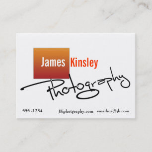 Orange and white photographer business card