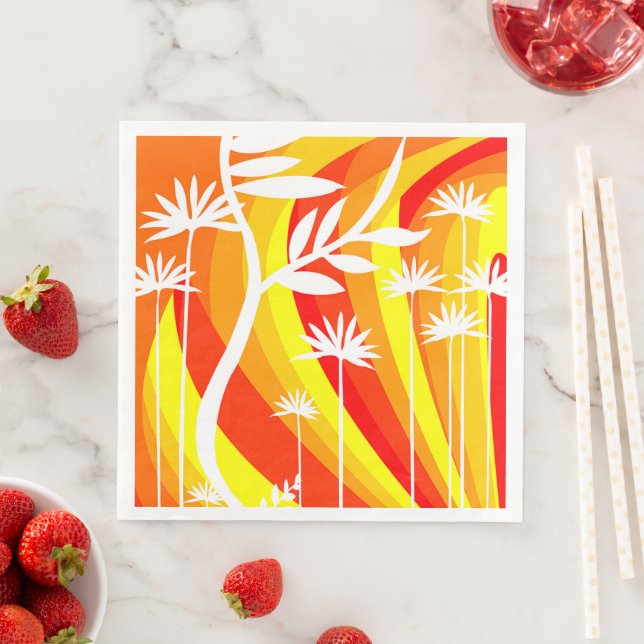 Orange and White Plant Napkin (Insitu)