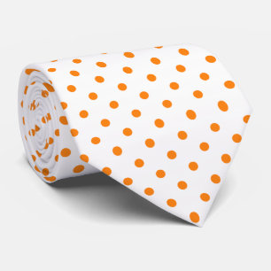 Orange and White Polka Dot Necktie