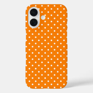 Orange and White Polka Dots iPhone 16 Case