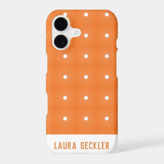 Orange and White Polka Dots Pattern Monogram (Back)