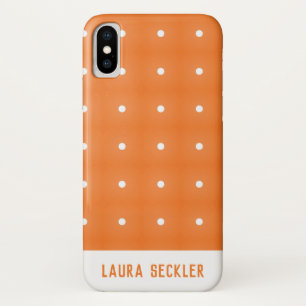 Orange and White Polka Dots Pattern Monogram Case-Mate iPhone Case