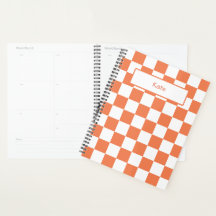 Orange and White Preppy Chess Pattern 
