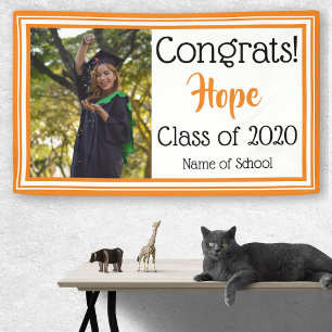 Orange and White School Colors Photo Banner