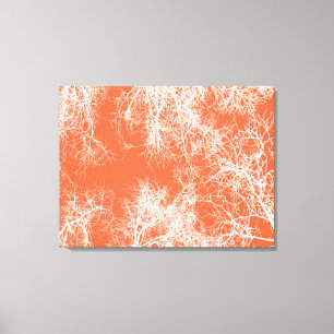 Orange and white silhouetted trees canvas print