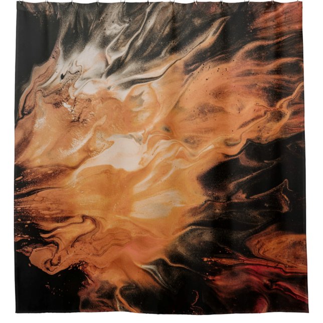 Orange and white smoke shower curtain (Front)