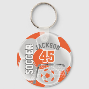 Orange and White Soccer ⚽ Ball  Sport Key Ring