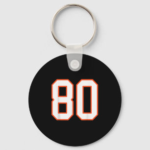 Orange And White Srts Number 80 Jersey Uniform Pla Key Ring