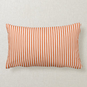 Orange and White stripe lumbar throw pillow