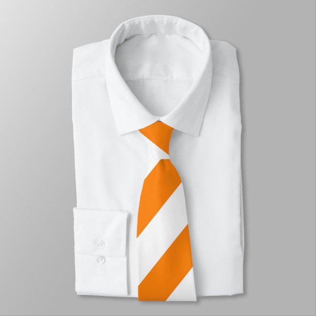 Orange and White Striped Necktie (Tied)