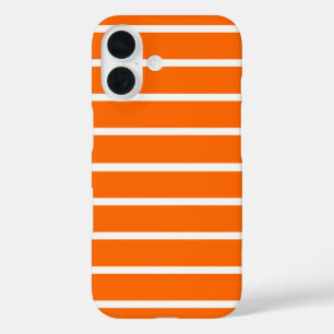 Orange and White Stripes Design iPhone 16 Case