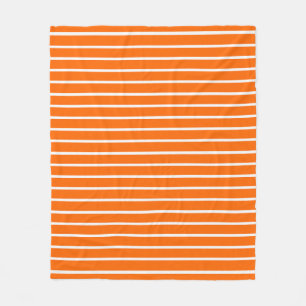 Orange and White Stripes Design Fleece Blanket