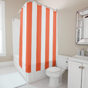 Orange and White Stripes Shower Curtain