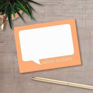Orange and White Talk Bubble Personalised Name Post-it Notes
