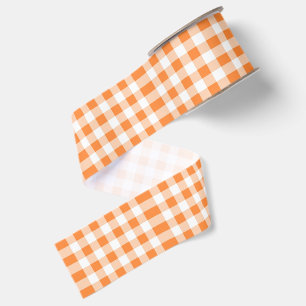 Orange and white Tartan Plaid Satin Ribbon Grosgrain Ribbon