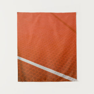 Orange and white textile tapestry