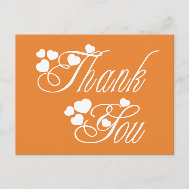 Orange And White Thank you Love Hearts Postcard (Front)