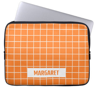 Orange and white tile blocks custom laptop sleeve