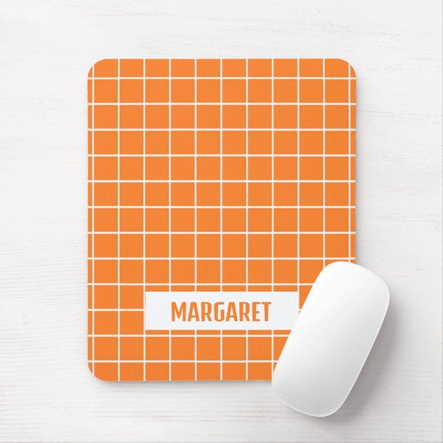 Orange and white tile blocks custom mouse pad (With Mouse)