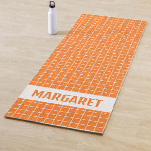 Orange and white tile blocks custom yoga mat