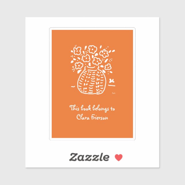 Orange and White Vase Bookplate (Sheet)