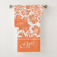 Orange and white vintage damasks monogram