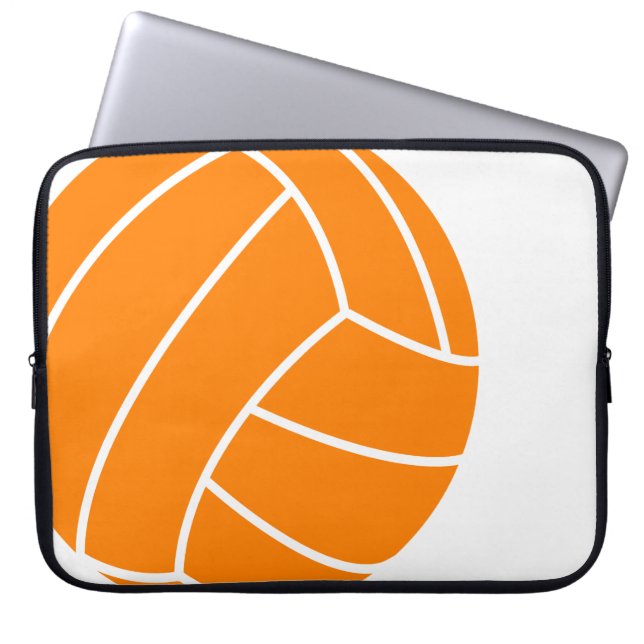 Orange and White Volleyball Laptop Sleeve (Front)