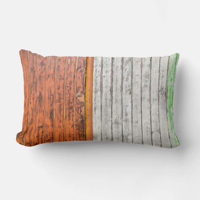 Orange and white wall paint lumbar cushion (Front)
