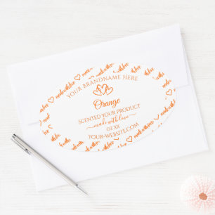 Orange and White Words Cloud Product Labels Hearts