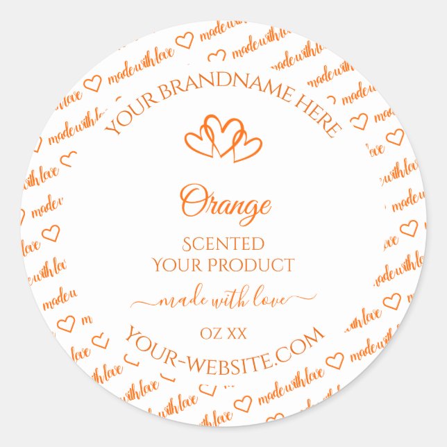 Orange and White Words Cloud Product Labels Hearts (Front)