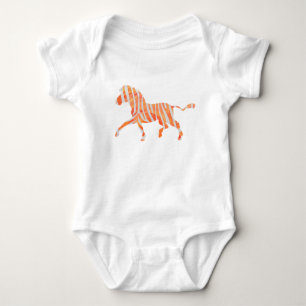 Orange and White Zebra Silhouette Baby Bodysuit