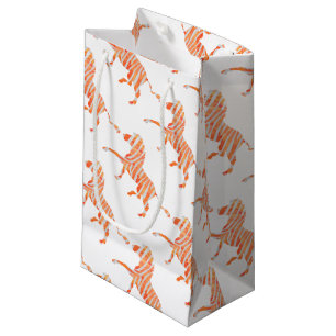 Orange and White Zebra Silhouette Small Gift Bag