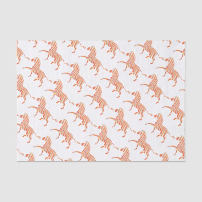 Orange and White Zebra Silhouette Tissue Paper (Front)
