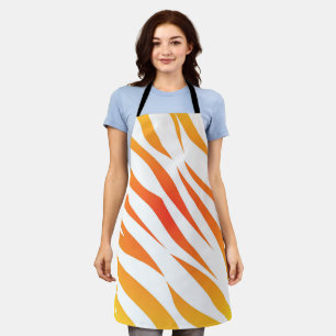 Orange and White Zebra Stripes  Apron
