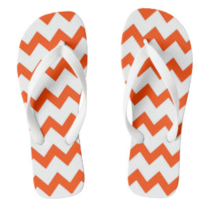 Orange and white zigzag chevron design pastel jandals