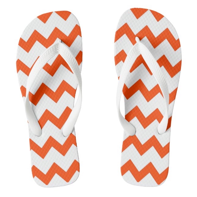 Orange and white zigzag chevron design pastel jandals (Footbed)