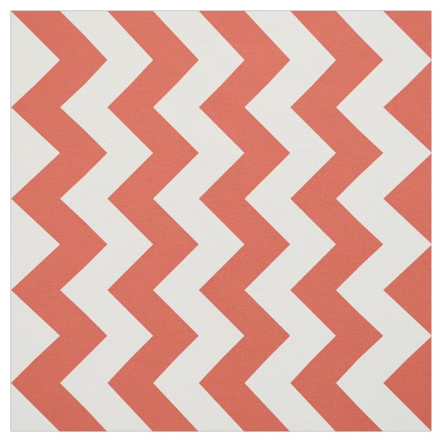 Orange and White Zigzag Geometric Fabric (Swatch)