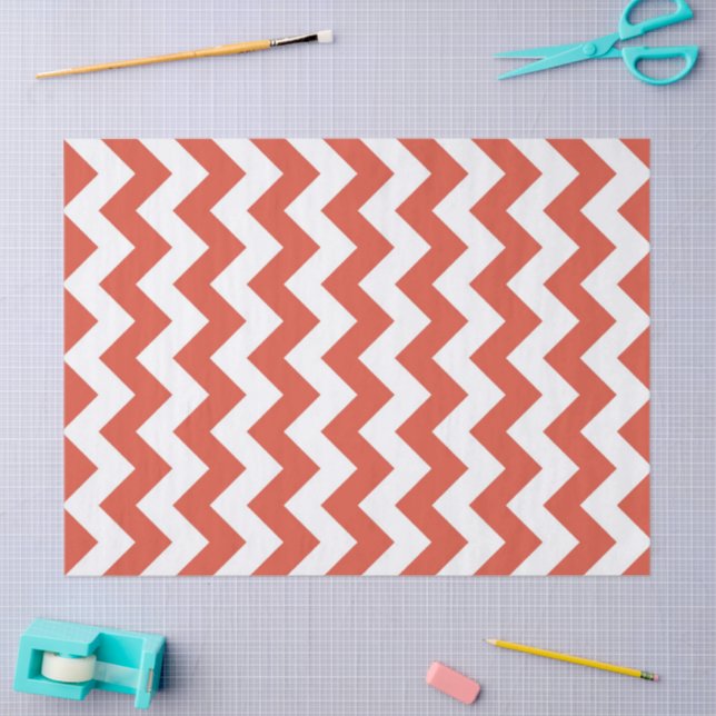 Orange and White Zigzag Tissue Paper (Craft)
