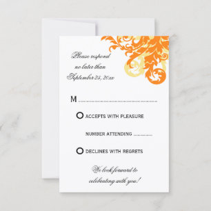 Orange and Yellow Autumn Wedding RSVP Cards