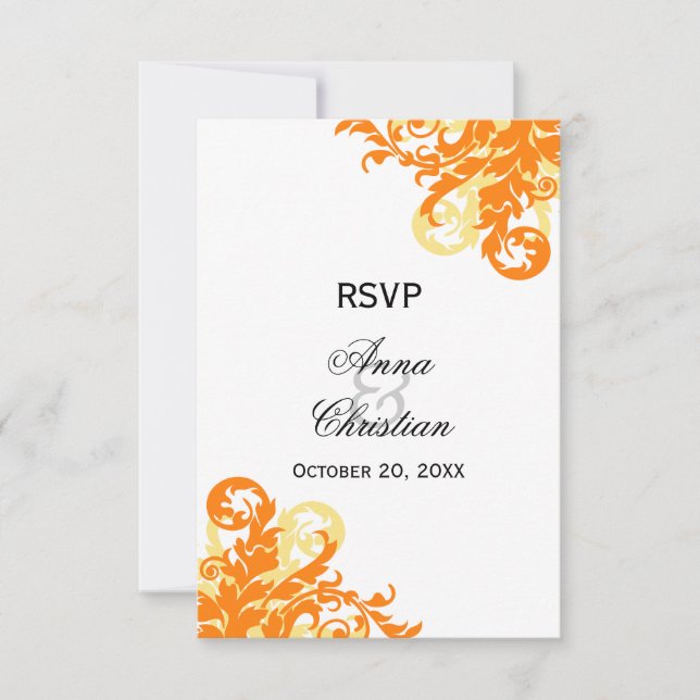 Orange and Yellow Autumn Wedding RSVP Cards (Front)