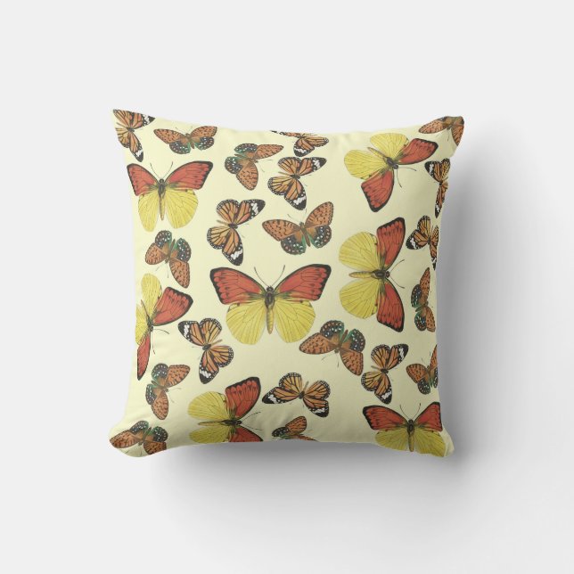 Orange and Yellow Butterflies Outdoor Pillow 16x16 (Front)