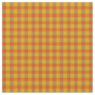 Orange And Yellow Checked Tartan Print, Fabric
