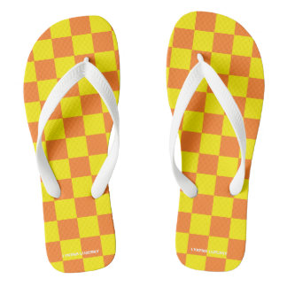 orange and yellow chequered jandals