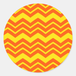 Orange and Yellow Chevron Pattern Design Classic Round Sticker